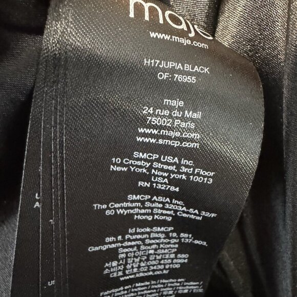 Maje lamb Leather Skirt Black Jupia Ruffle Mini A Line size XS - Picture 7 of 9